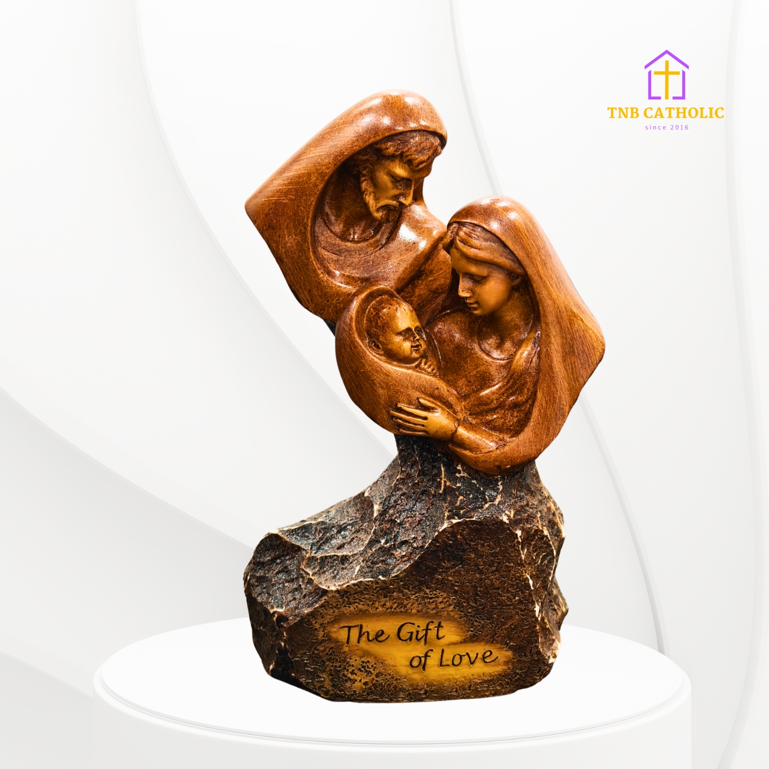 Tượng Thánh Gia Poly Màu Gỗ